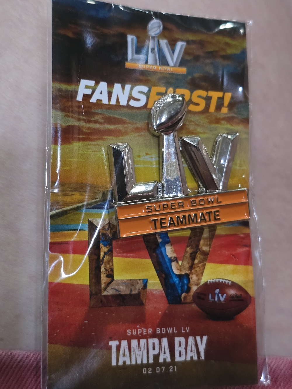 Super Bowl LV Teammate Pin - Orange & Silver
